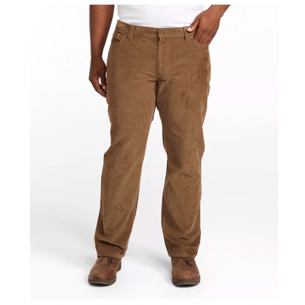 L.L.Bean BeanFlex Corduroy 40x33 Brown Tan Stretch Standard Fit Heritage Prep